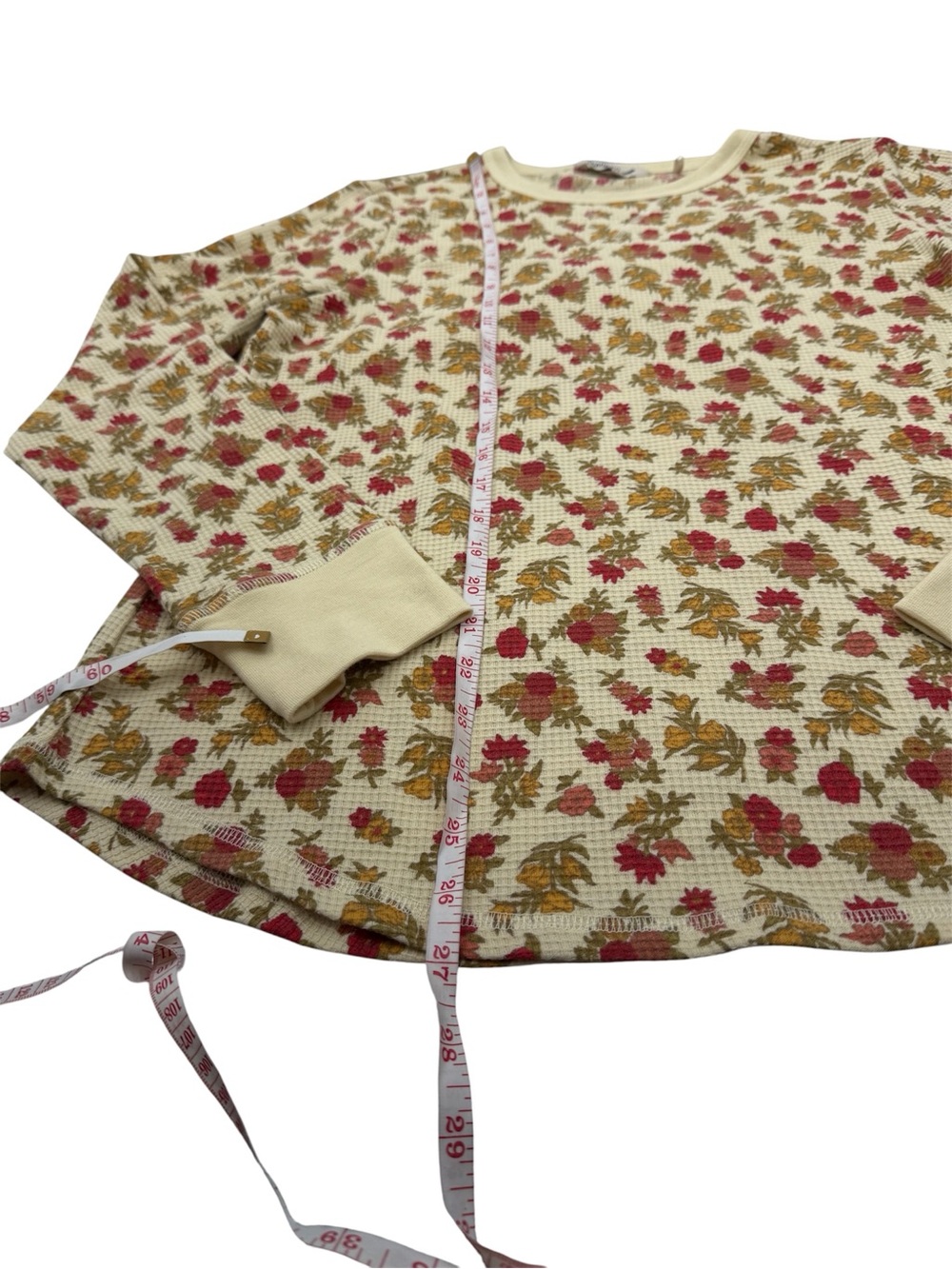 Toad&Co Floral Foothills Crew Waffle Knit Top Cotton Cottagecore Boho Thermal - Picture 9 of 14